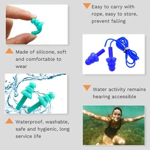 Waterproof Noise Reduction Silicone Ear Plugs view 2